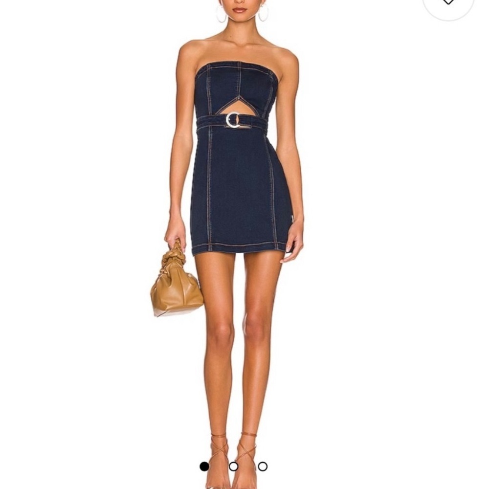 Free People Strapless Dark Indigo Denim Mini Dress